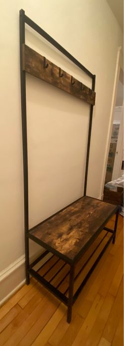 Coat Rack with Shoe Bench