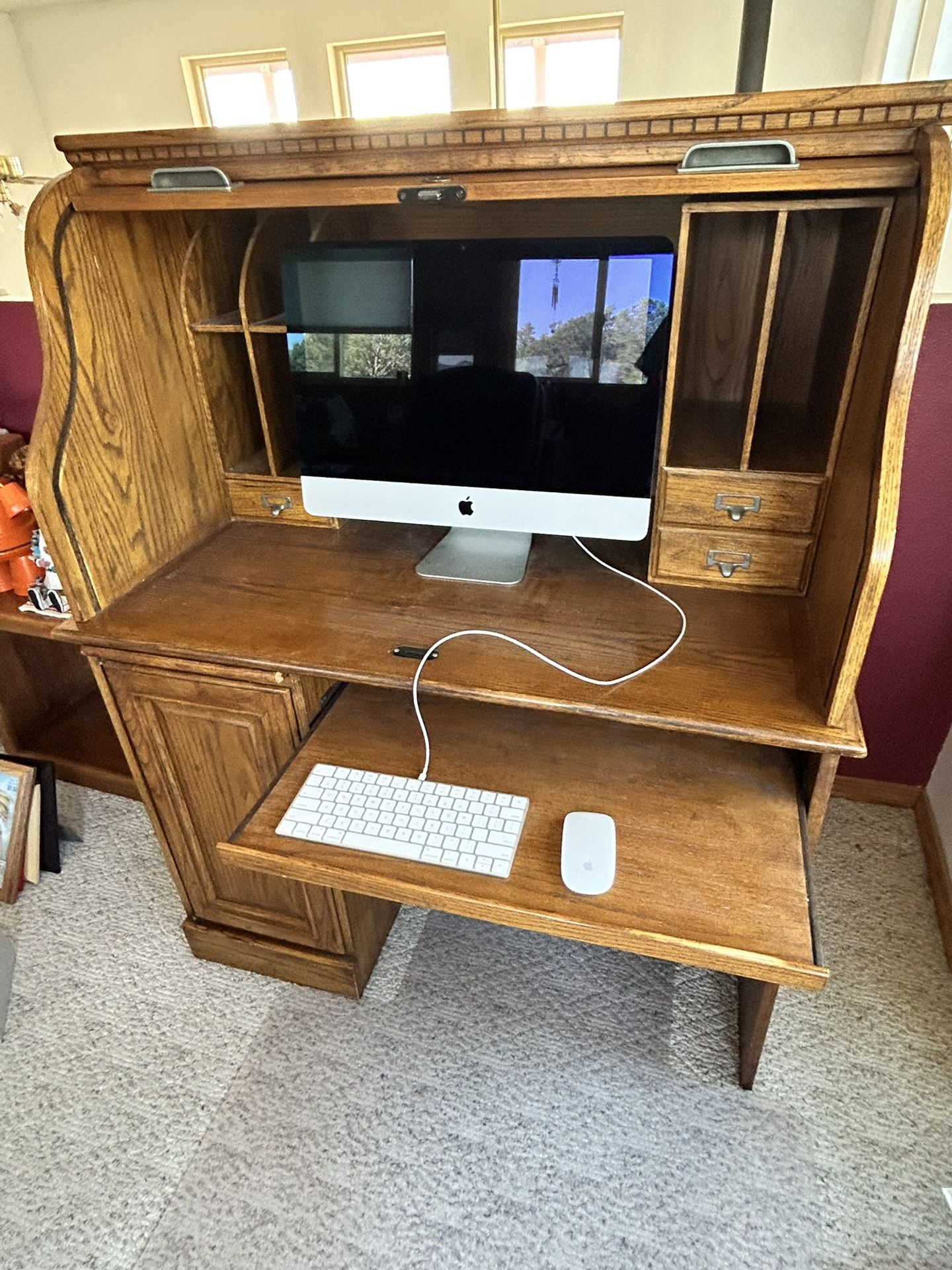 Wood Roll Top Computer Desk