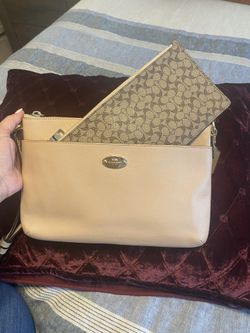 Coach tan leather Crossbody with pop-up pouch