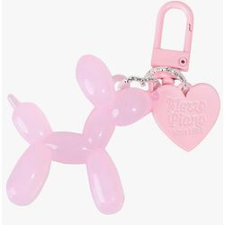Mezzo Piano Pink Balloon Dog Keychain 2” Heart Charm Since 1988