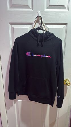 Champion Black Hoodie Multicolor Script Logo
