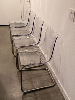 Set of 4 IKEA TOBIAS Clear Dining Chairs