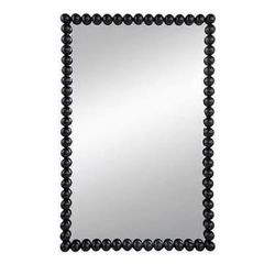 New 24x36 Black Mirror for Bathroom - Rectangle Wall Mirror with Metal Beaded Frame Home Wall Decor