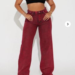 Red Wide Leg Jeans 