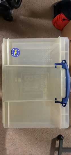 Really Useful Box Plastic Storage Container With Handles/Latch Lid, 28” x 17 5/6” x 12 1/4”, Clear
