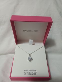 RACHEL ZOE  925 Sterling Silver Cubic Zirconia 16 " Necklace 