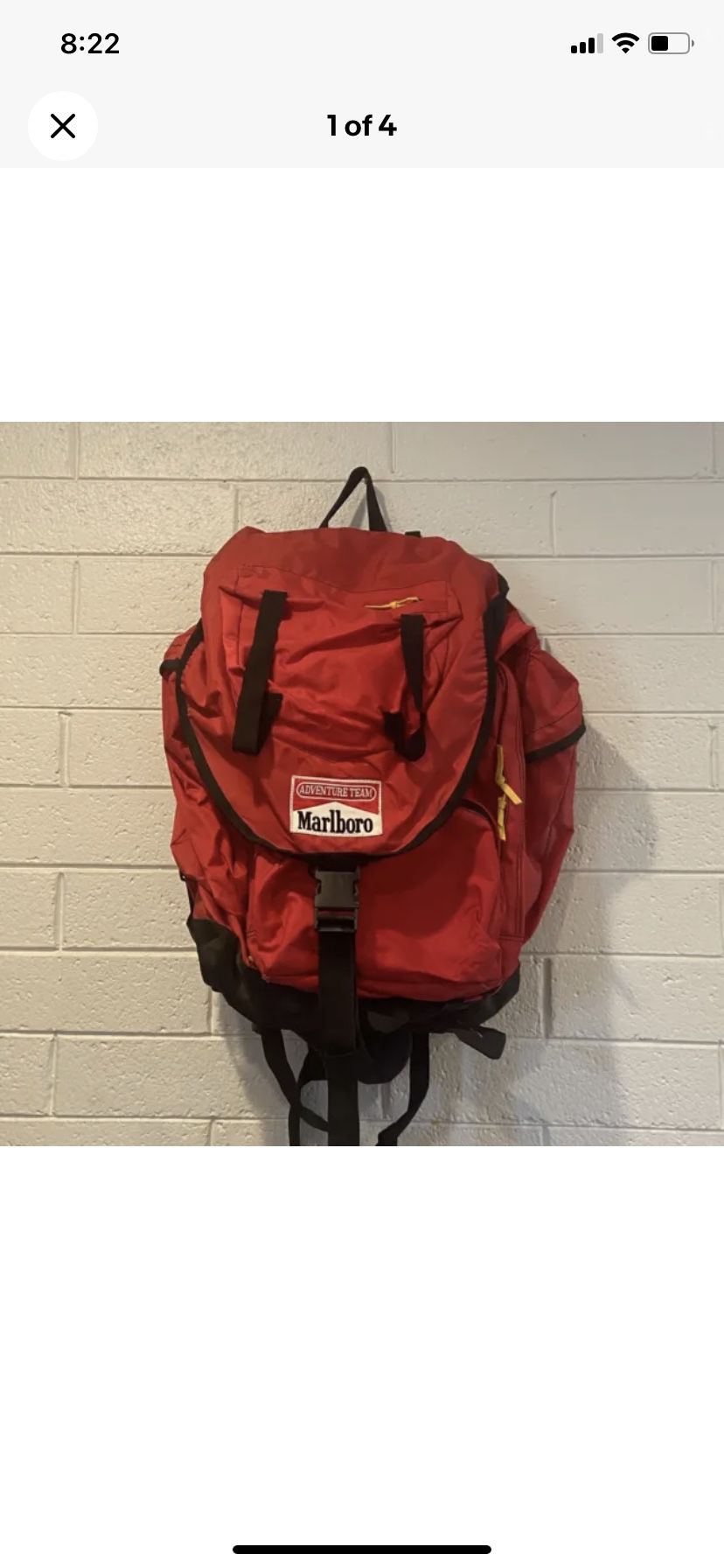 Vintage Marlboro Unlimited Red Large Duffel Travel Hiking Shoulder Bag Backpack