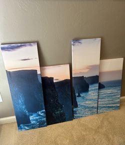 4 Piece Ocean Landscape Wall Decor (4ft By 3ft)