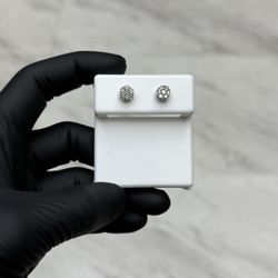 Diamond Flower Earrings 10K White Gold