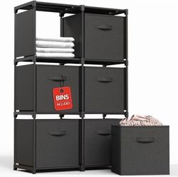 6 Cube Storage Organizer, Cube Storage Shelf with 6 Extra Drawers, Strong Load-Bearing Capacity, Portable Shelves for Bedroom, Living Room, Home, Offi