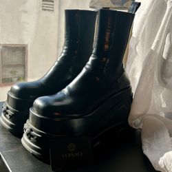 Versace Medusa Leather Platform Boots