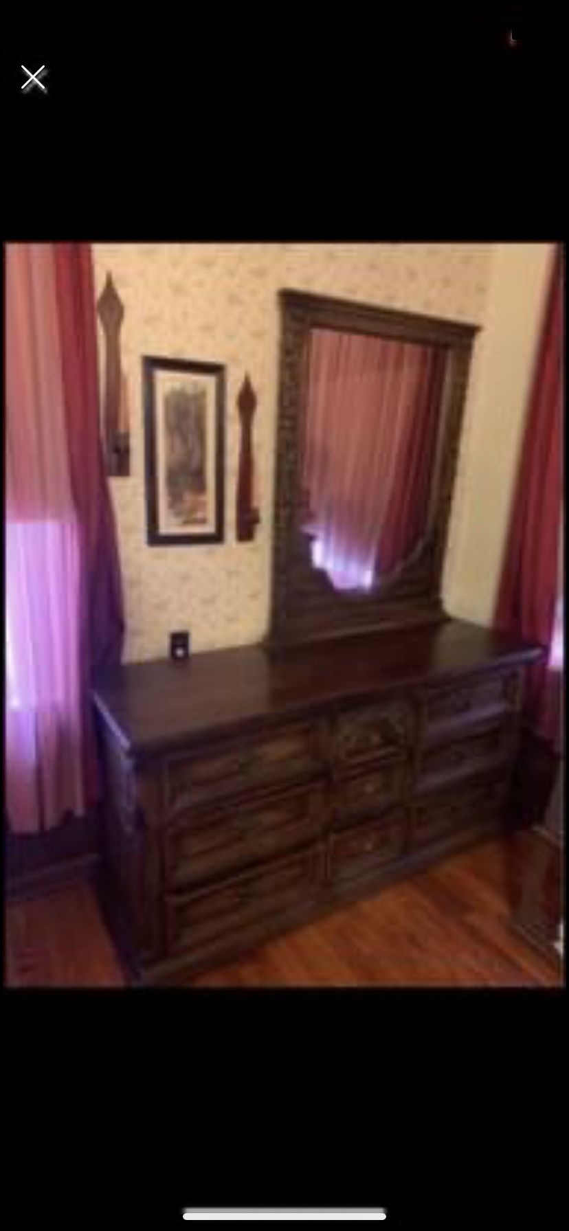 Vintage Wooden Vanity, Dresser, Two Bedside Tables, Dovetail Drawers