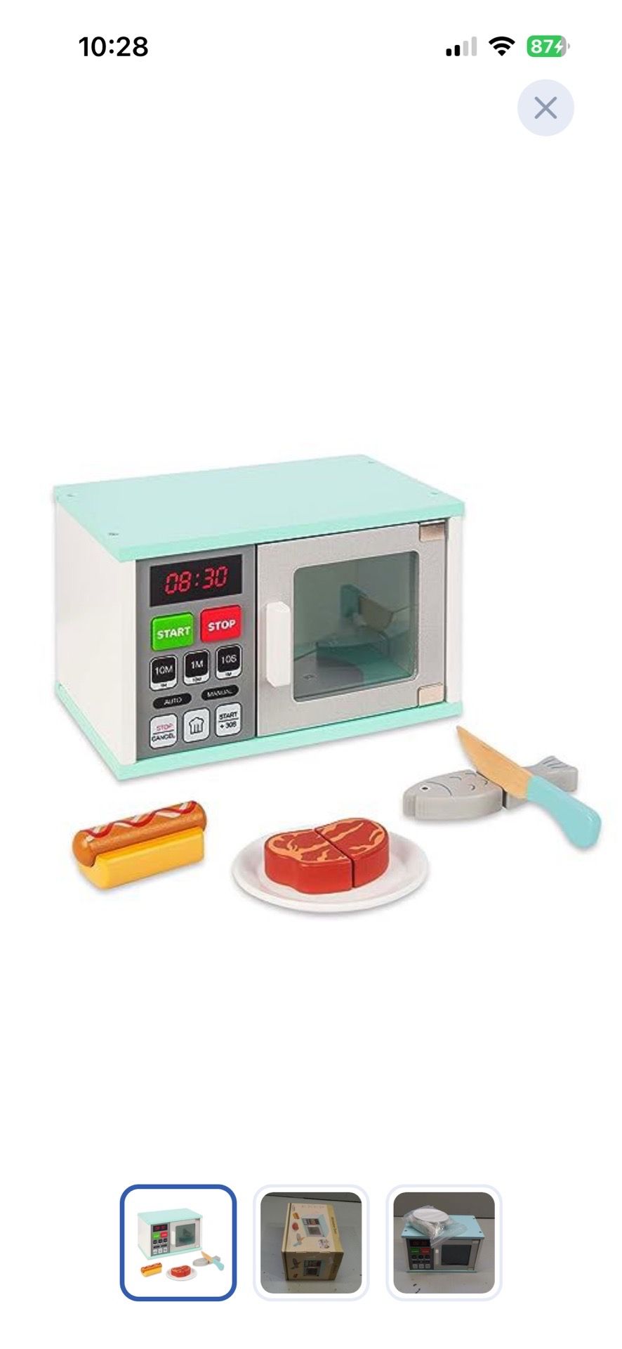 Wooden microwave oven play set