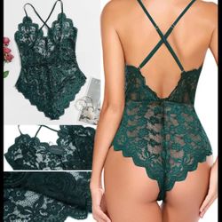 Women One Piece Lingerie Deep V Teddy Sexy Lace Bodysuit