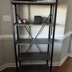 Black Metal and Graywash Wood Bookshelf