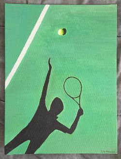 Tennis. Painting by me. 12×9 in.