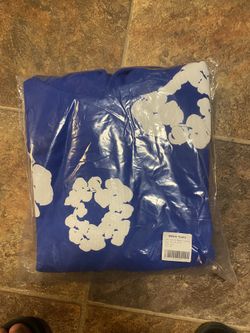 Mens Blue Denim Tear Hoodie