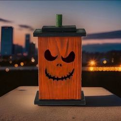 Wooden Jack-O-Lantern Halloween Decor Lantern