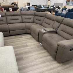 Fabric Fletcher 6 Pc Sectional Manual Recliner