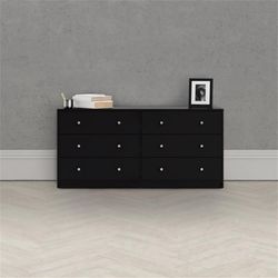 Contemporary 6 Drawer Wood Double Dresser in Black $150