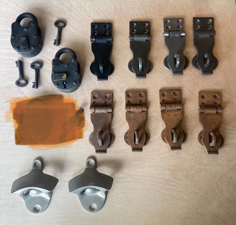 Vintage Hardware, Iron Padlock, Iron Hasp