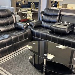 NEW Black Reclining Sofa And Loveseat, Including Free Delivery