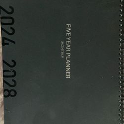 2024–2028 Five-Year Monthly Planner – Black, Spiral, Notes Pages (4 years left)