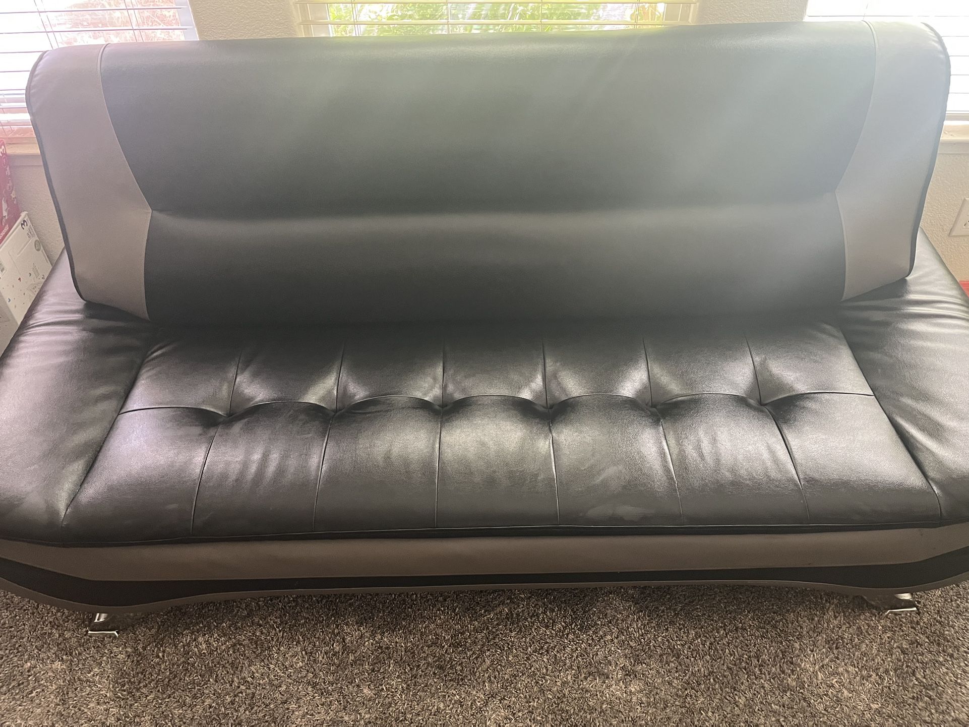 Modern Black Faux Leather Office Couches – Set of 2