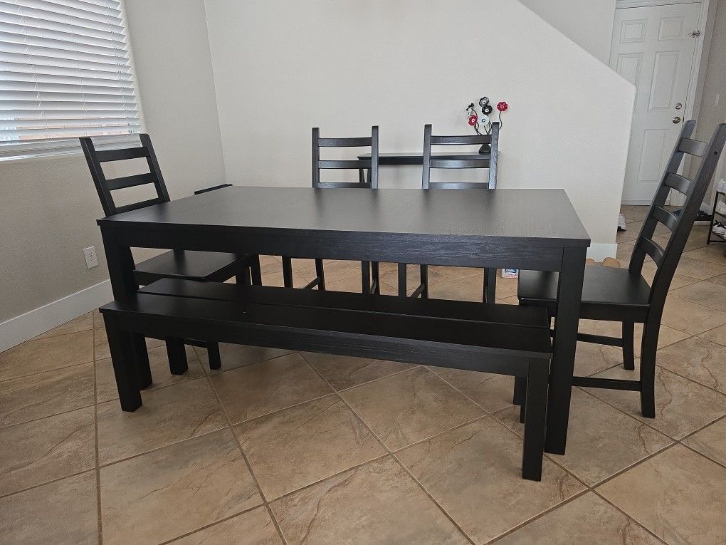 DINING TABLE 8 Seater w/ Bench Black IKEA