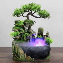 Bonsai Fountain With Lights And Fog