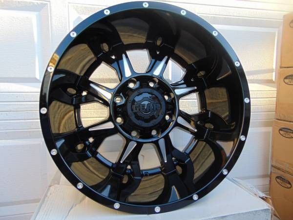 20X12 Gloss Black & Machined Gear Alloy Rims *8X180* *-44MM Offset*