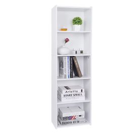 5-Tier Bookshelf, Modern Bookcase with Open Shelves for Living Room, Home Office, Bedroom, White