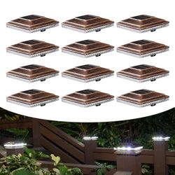 Set Of 12 Solar Post Cap Lights,Outdoor Deck Fence Post Lights