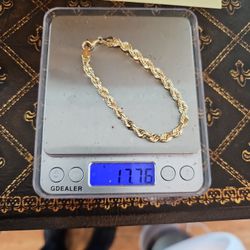 10 K SOLID Gold SOLID Rope Diamond Cut 6 MM 8 Inches Bracelet 17.77 Grams