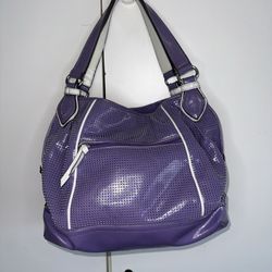 Genna De Rossi Purple And White shoulder bag purse large faux leather accents