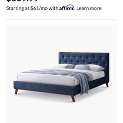 Mid-Century Modern Navy King Bed w/ Beautyrest Cooling Mattress