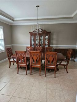 6 seater extendable dining furniture set-hutch and buffet