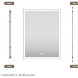 NEW-Side Mirrored Kits, 4'' W x 32'' H Decorative Side Mirrors Set of 2 for 32-Inch-Height Front & Backlit Lighted Mirror Cabinet Surface-Mounting-Use