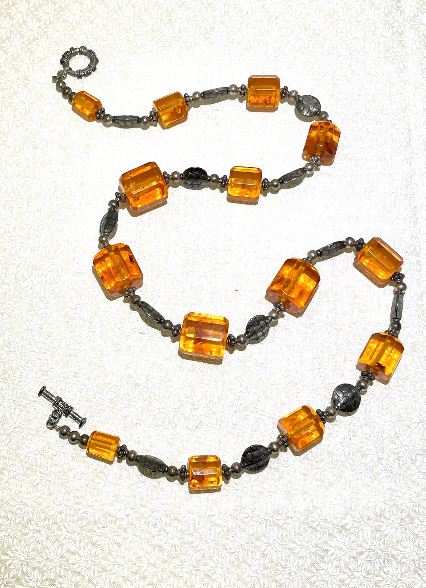 Sterling Reconstituted Amber Necklace 
