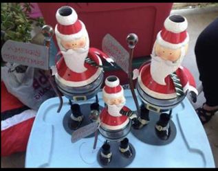 Santa Tea Light Holders 2 Big One Smaller Selling All 3 I Had Got It From JC Penny Never Used Brand New
