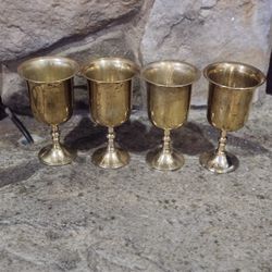 vintage goblets brass from India set of 4