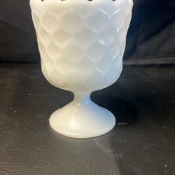 White milk glass pedestal vase, Cleveland Ohio, E.O. Brody Co. MJ42