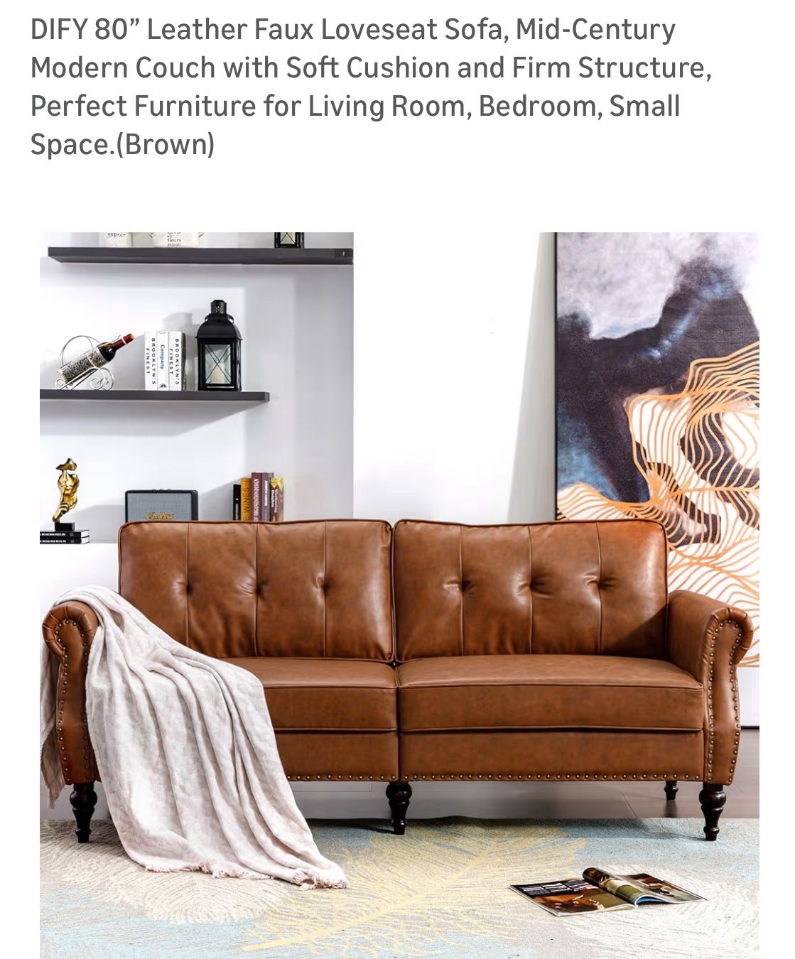 Faux leather couch sofa