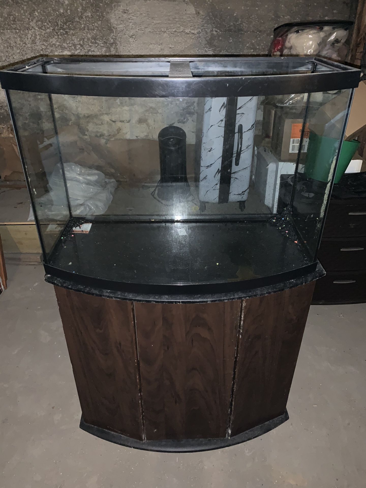 Aqeuon 36 gallon bow front fish tank with stand and accessories