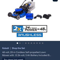 Kobalt 48-volt, 20-in Cordless Self-propelled Lawn Mower with 2 24-volt, 5 Ah Battery Included