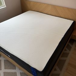 Nectar Classic Memory Foam Mattress and Nera Low Profile Bed With Nightstands Set - Oak (King Size)