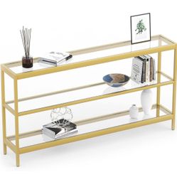Evajoy Console Table, 55" Entryway Table with 3 Tiers, Open Glass Sofa Table for Living Room, Foyer, Entryway, Bedroom, Hallway