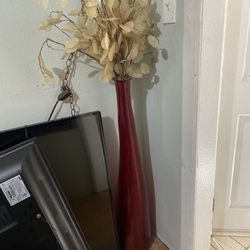Tall Red Vase W/ Flower All For $30