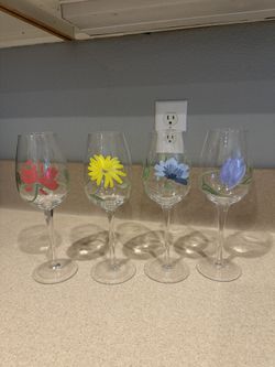 Wine Glasses - Set If 4 Hand Painted 