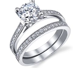 Metal Masters Women's 1.25 Ct Wedding Engagement Ring Set Sterling Silver